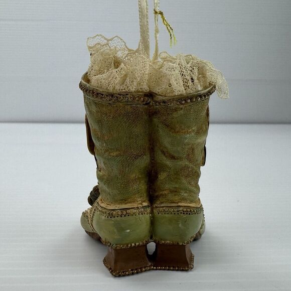 Louis Nichole 1999 Victorian Boots Ornament Christmas Vintage Lace Bow - Picture 3 of 11